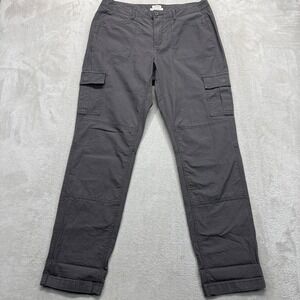 LLBean Pants Women' 12 Tall Favorite Fit Cargo Gray Cargo Stretch Canvas Outdoor